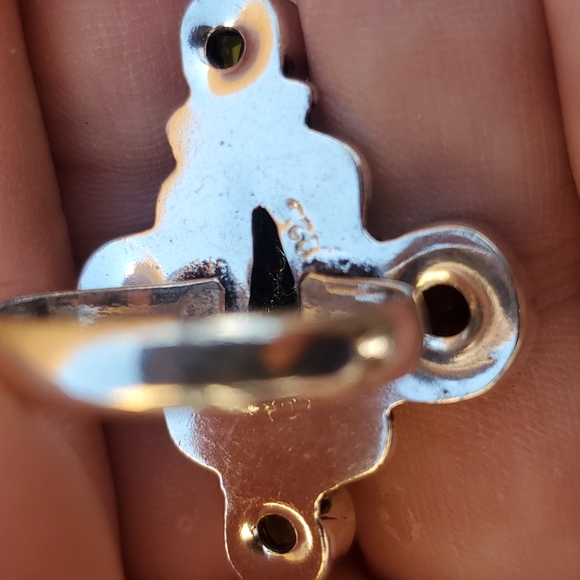 New Carved Rainbow Hematite and Peridot 925 Silver Ring. - Picture 6 of 6
